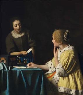 Jan Vermeer's Mistress and Maid (Frick Collection 1664–1667